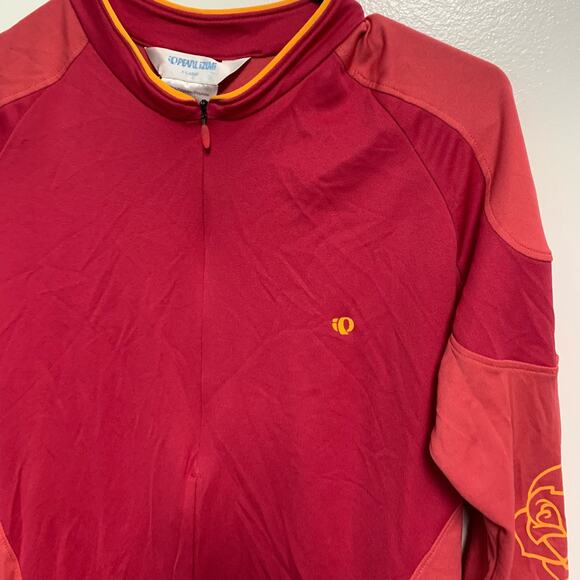 Pearl Izumi Polyester Pink Yellow Floral Embroidered Long Sleeve Y2K Size XL - Picture 7 of 7